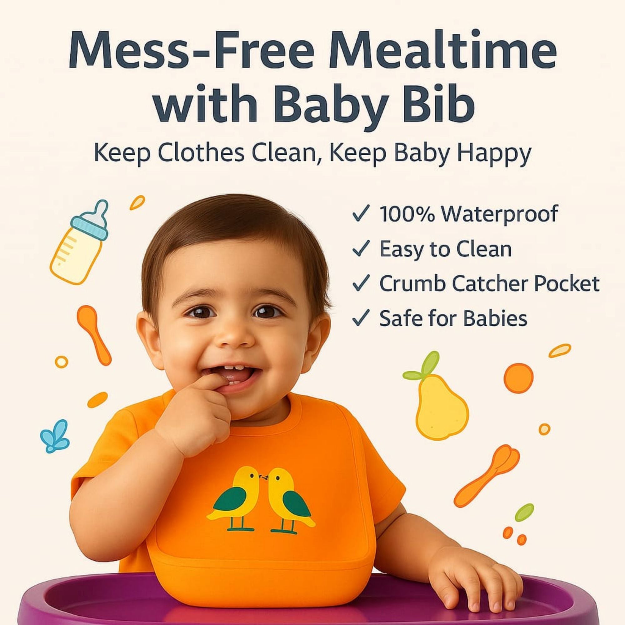 Soft & Spill Proof Baby Feeding Bib ( PACK OF 2 )