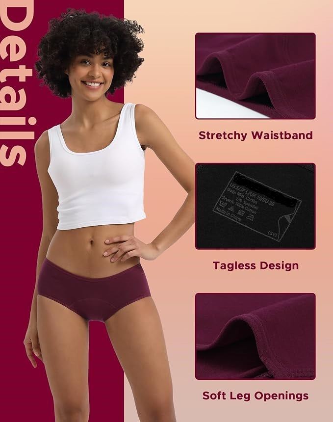 Women's Hipster Period Panty Leak Proof Period Underwear for Medium to Heavy Flow Reusable for 3Year Panties for Women No Pad Required Pack of 3