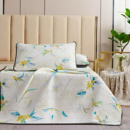 Quilted Cushioned Mattress Topper with 2 Pillow Cover