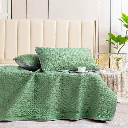Quilted Cushioned Mattress Topper with 2 Pillow Cover