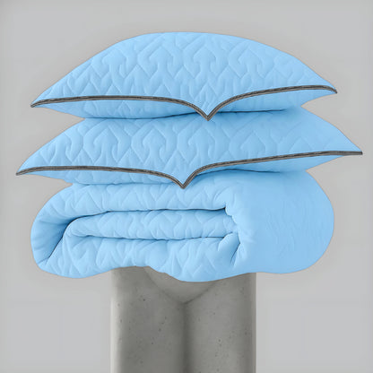Quilted Cushioned Mattress Topper with 2 Pillow Cover