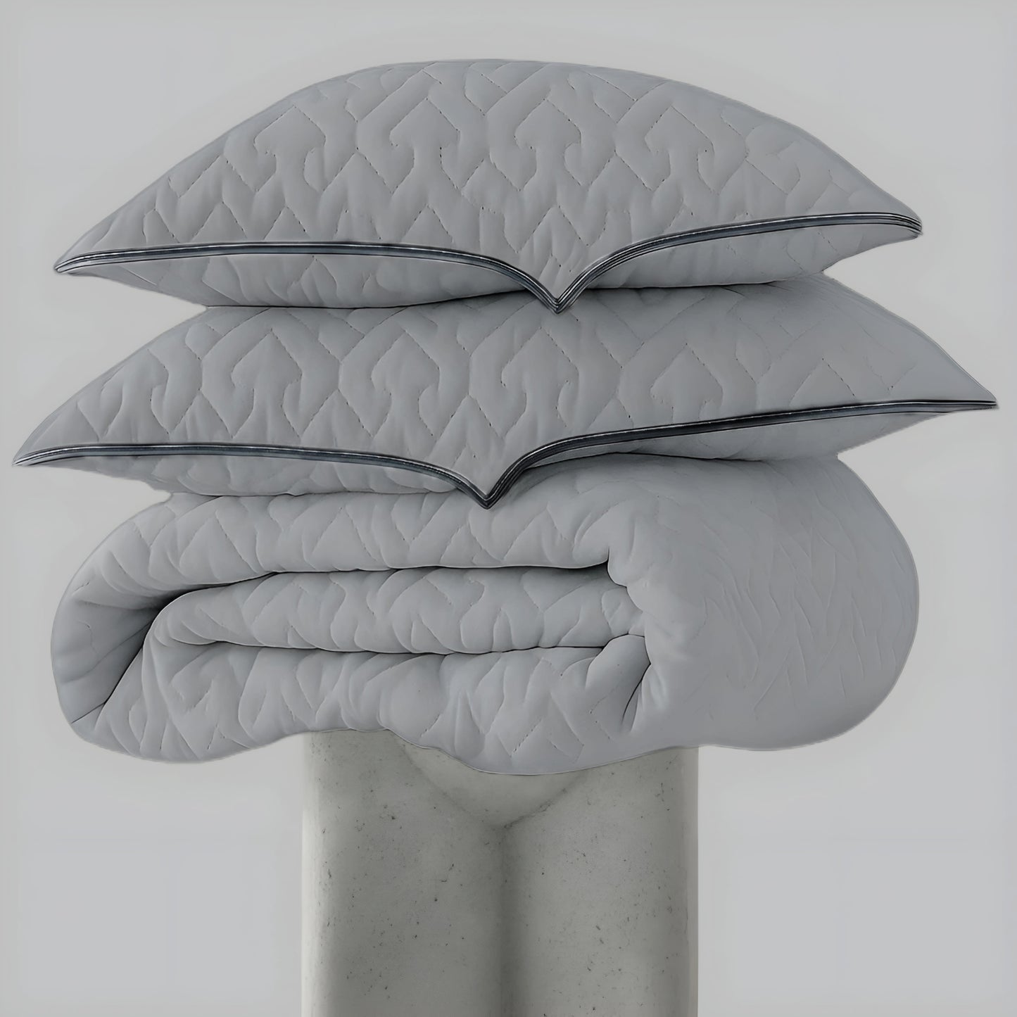 Quilted Cushioned Mattress Topper with 2 Pillow Cover