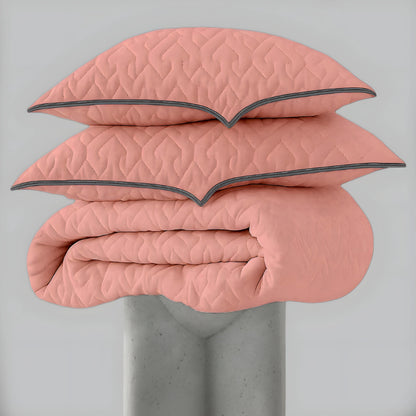 Quilted Cushioned Mattress Topper with 2 Pillow Cover