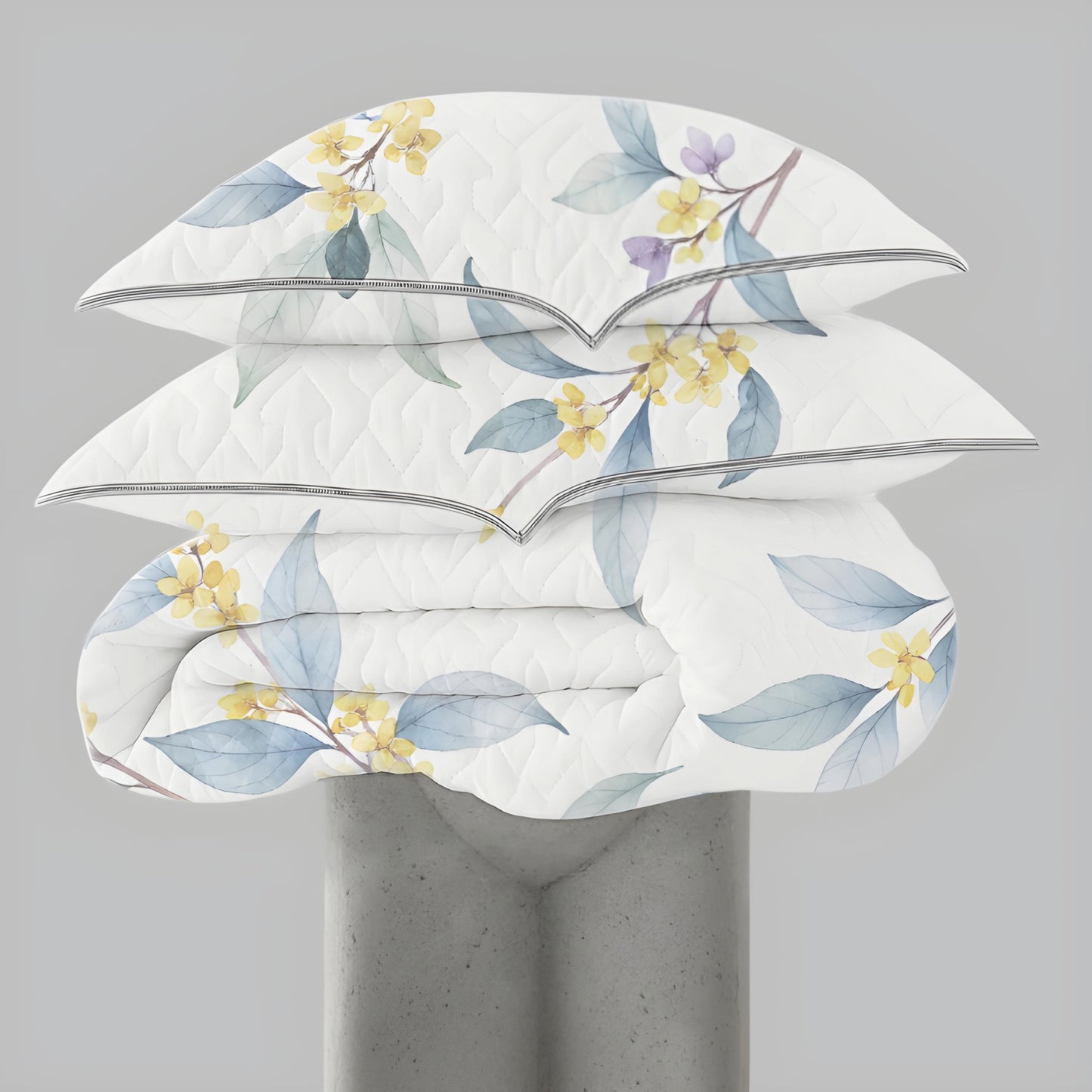 Quilted Cushioned Mattress Topper with 2 Pillow Cover