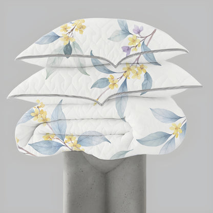 Quilted Cushioned Mattress Topper with 2 Pillow Cover