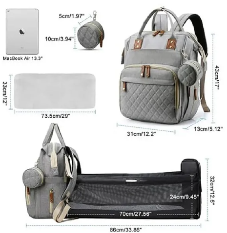 Mother’s Travel Diaper Bag with Built In Changing Bed