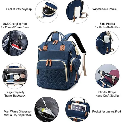 Mother’s Travel Diaper Bag with Built In Changing Bed