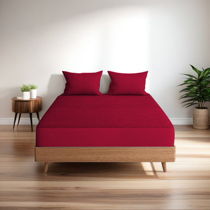 Waterproof Elastic Fitted Bedsheet Maroon