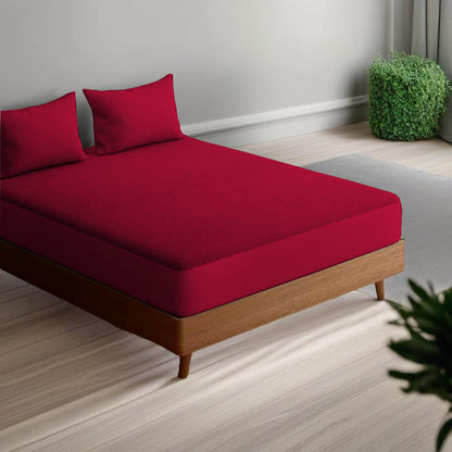 Waterproof Elastic Fitted Bedsheet Maroon